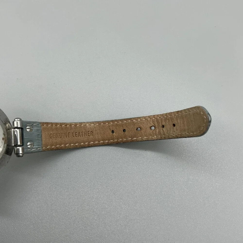 Anne Klein 1090G9 Womens Watch 34mm Silver Tone Dial Gray Leather New Battery